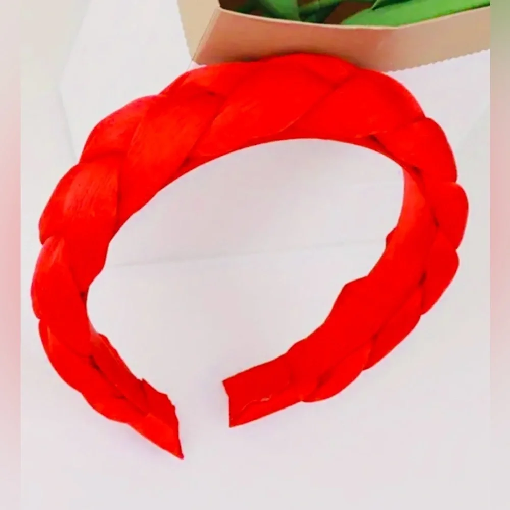 Bold Red Braided Headband | Statement Hair Accessory NWOT